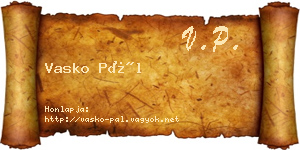Vasko Pál névjegykártya